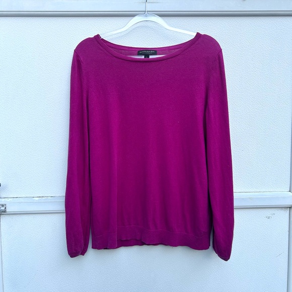 Banana Republic Sweater Silk Cashmere Women L Magenta Crewneck Long Sleeve - Picture 7 of 9